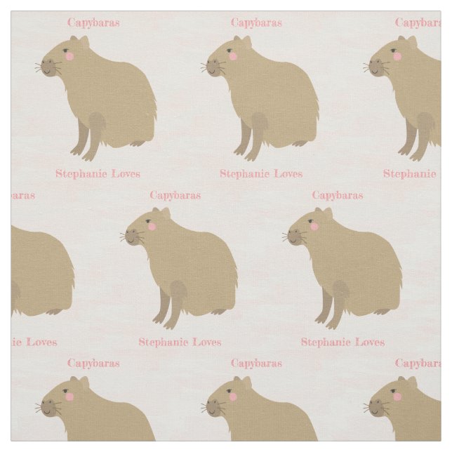 Personalisiertes Girly Capybara Muster auf hellros Stoff (Muster)