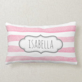 Personalisiertes Girly Rosa Stripes Monogramm Lendenkissen