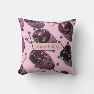 Personalisiertes Glam Glitzer Kirsch Design Kissen