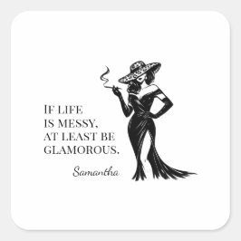 Personalisiertes Glamour-Style-Zitat-Design Quadratischer Aufkleber