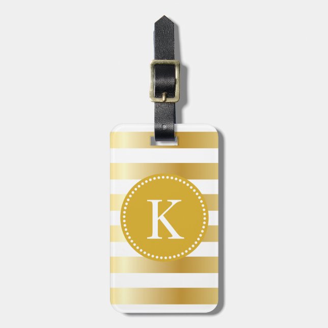Personalisiertes glänzendes Gold Stripes Muster Gepäckanhänger (Vorderseite vertikal)