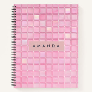 Personalisiertes Glänzendes Rosa-Mosaikfliesen-Mus Notizbuch