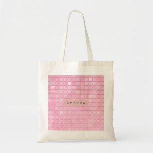 Personalisiertes glänzendes rosa Mosaikfliesen-Mus Tragetasche