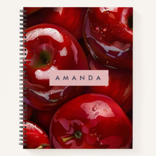 Personalisiertes Glänzendes Rot-Apfel-Design Notizbuch