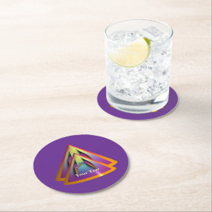 Personalisiertes Glare Logo Doppelpyramidenkegel L Runder Pappuntersetzer