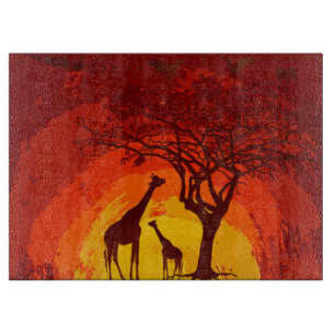 Personalisiertes Glas Cutting African Safari Giraf Schneidebrett