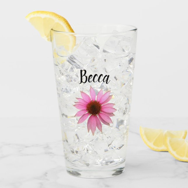 Personalisiertes Glas mit leuchtender violetter So (Vorderseite Ice)