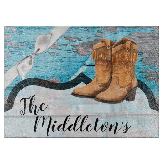 Personalisiertes Glas schneiden blaue Holzstall Do Schneidebrett (Vorderseite)