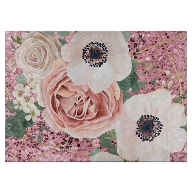 Personalisiertes Glas Schneiden Geometrische Garte Schneidebrett (Vorderseite)