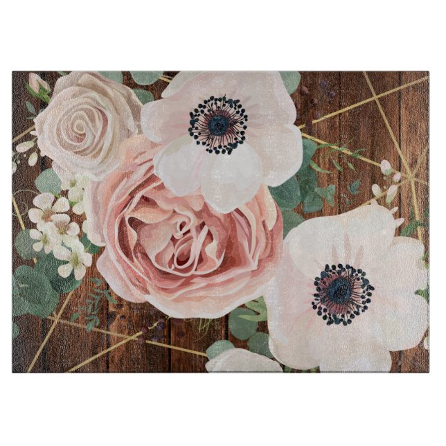 Personalisiertes Glas Schneiden Geometrische Garte Schneidebrett (Vorderseite)