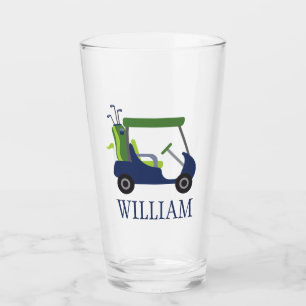 Personalisiertes Glas Tumbler, Navy & Green Golf C