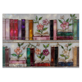 Personalisiertes Glasbilder Bücherregal Schneidbre Schneidebrett