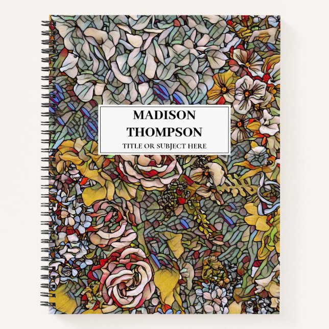 Personalisiertes Glasfloralblatt Notizbuch (Vorderseite)