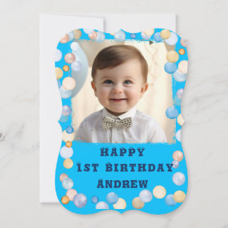 Personalisiertes Glück 1. Geburtstag mit Foto Einladung