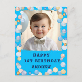 Personalisiertes Glück 1. Geburtstag mit Foto Postkarte