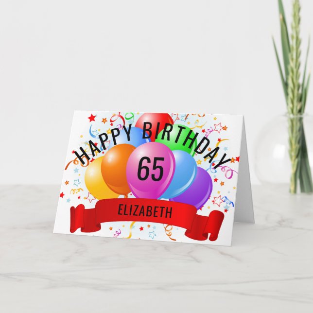 Personalisiertes Glück 65. Geburtstag Karte (Vorderseite)