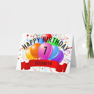 Personalisiertes Glück 7. Geburtstag Karte
