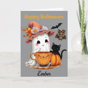 Personalisiertes Glück Halloween Niedlicher Geist, Karte