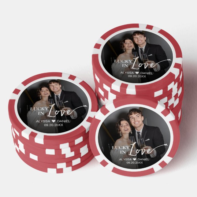 Personalisiertes "Glück in der Liebe"-Foto-Andenke Pokerchips (Stapel)