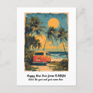 Personalisiertes Glück Neujahr Florida Palme Tree Feiertagspostkarte