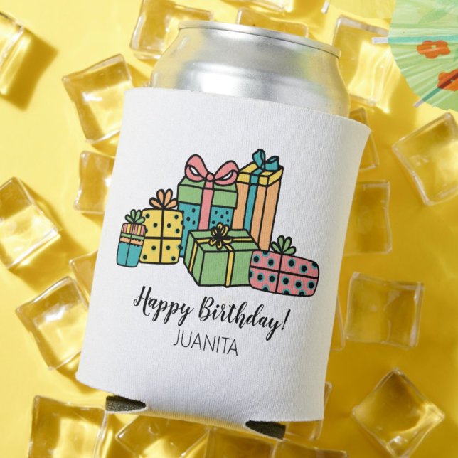 Personalisiertes Glück zum Geburtstag Dosenkühler (Modern Trendy Cute Colorful Happy Birthday Can Cooler)