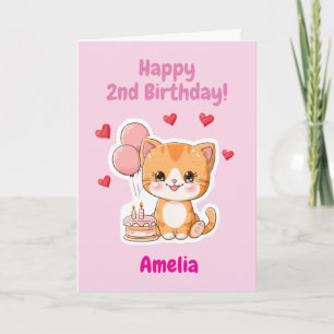 Personalisiertes Glückliches 2. Geburtstag Mädchen Karte