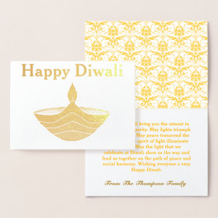 Personalisiertes glückliches Diwali Gold Folienkarte