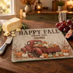 Personalisiertes Glückliches Herbst Vintage-Roter Schneidebrett