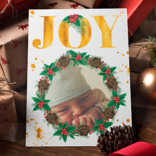 Personalisiertes Gold-Babys erstes Weihnachtsfoto Ankündigung