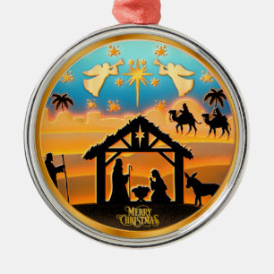Personalisiertes Gold-Christgeburt "Frohe Weihnach Ornament Aus Metall