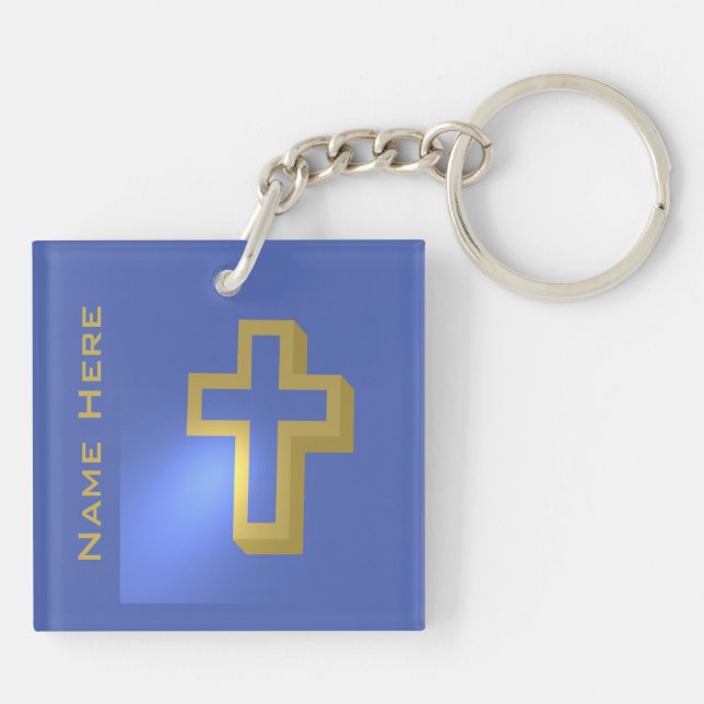 Personalisiertes Gold Christlich Religious Cross B Schlüsselanhänger (Rückseite)