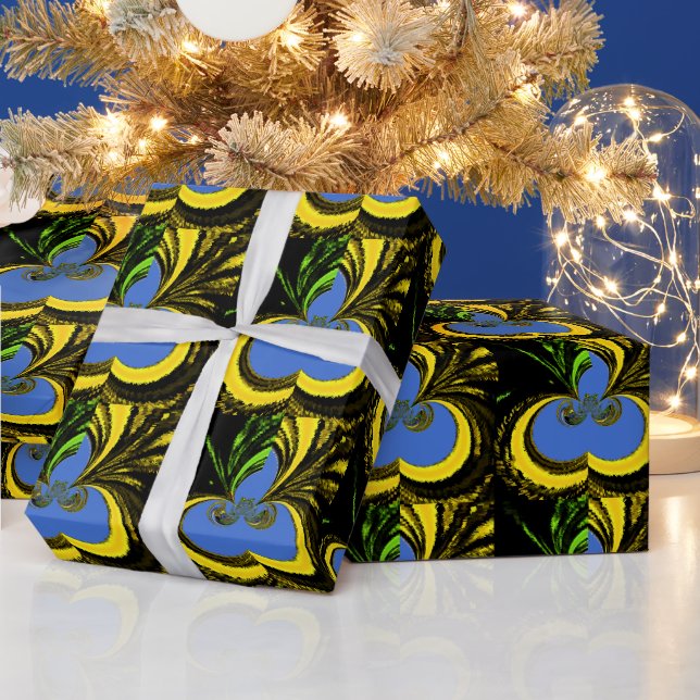 Personalisiertes Gold cooles Packpapier Blaues Des (Feiertage)