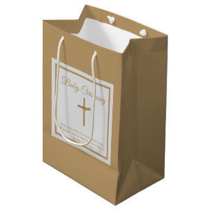 Personalisiertes Gold Cross Baby Christening Taufe Mittlere Geschenktüte