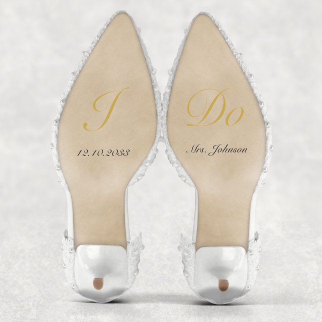Personalisiertes Gold, das ich bei Hochzeiten mach Aufkleber (Personalized Gold I Do Wedding Shoes Decal
)