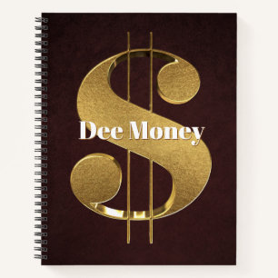 Personalisiertes Gold-Dollar-Zeichen Notizbuch