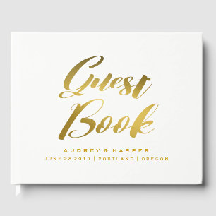 Personalisiertes Gold Foil Marble Wedding Gästebuc Gästebuch