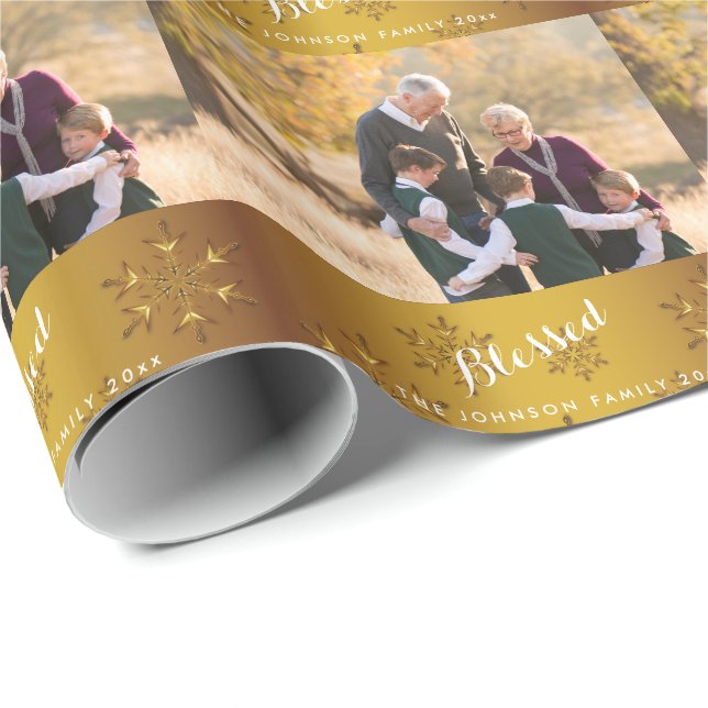Personalisiertes Gold-Foto-Wrapper Geschenkpapier (Rolleneckpunkt)