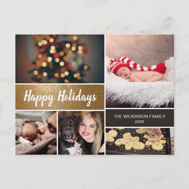 Personalisiertes Gold FotoCollage Weihnachten (Vorderseite)