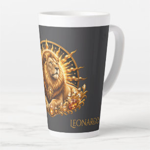 Personalisiertes Gold-Grau Sternzeichen Löwe  Milchtasse