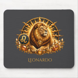 Personalisiertes Gold-Grau Sternzeichen Löwe Mousepad