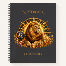 Personalisiertes Gold-Grau Sternzeichen Löwe Notizbuch