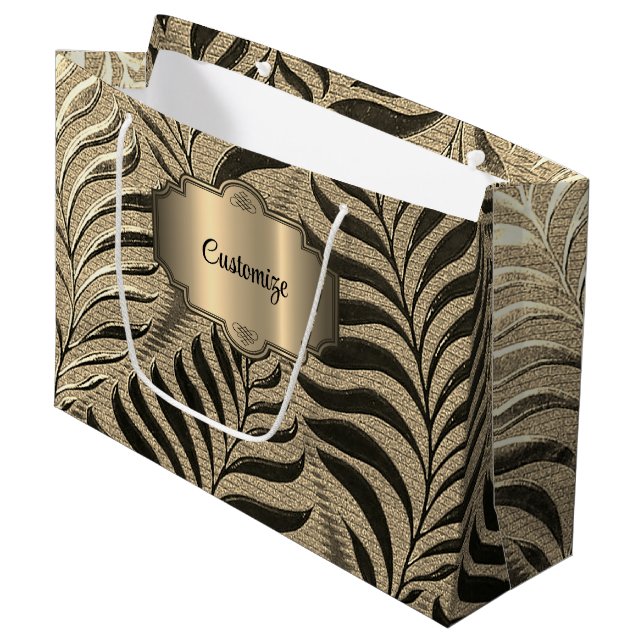 Personalisiertes Gold Leaf Motif Große Geschenktüte (Vorderseite Schrägansicht)