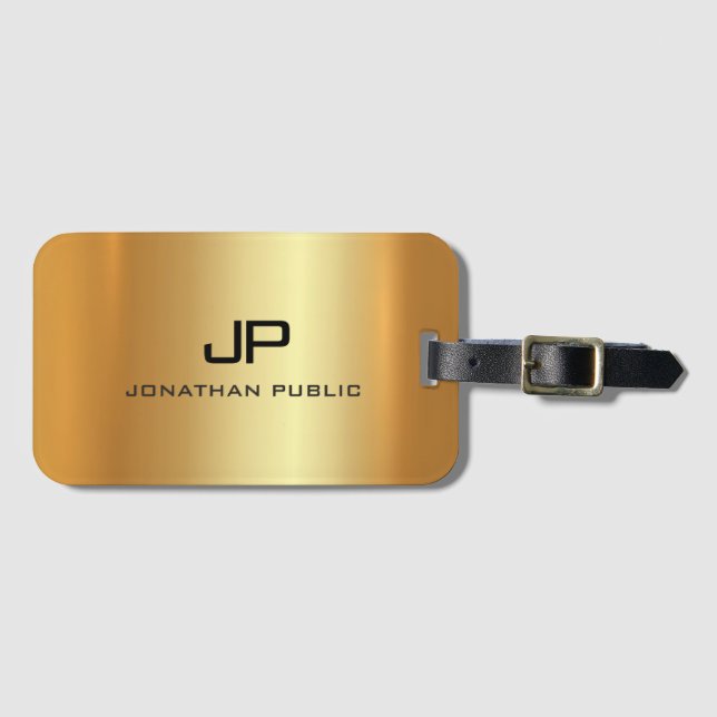 Personalisiertes Gold Look Elegante Monogram Templ Gepäckanhänger (Vorderseite (Horizontal))