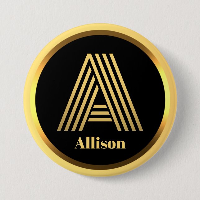 Personalisiertes Gold Mit Monogramm Buchstabe A Button (Vorderseite)