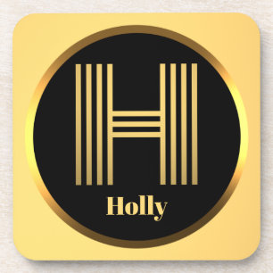 Personalisiertes Gold Mit Monogramm Buchstabe H Getränkeuntersetzer