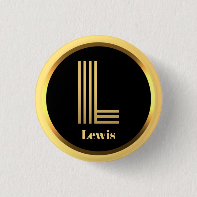 Personalisiertes Gold Mit Monogramm Buchstabe L Button (Vorderseite)
