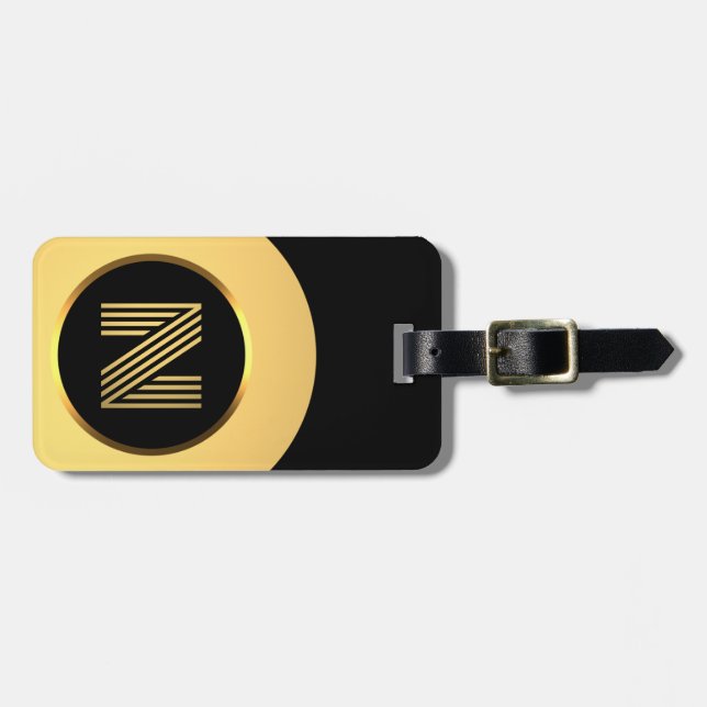 Personalisiertes Gold Mit Monogramm Letter Z Gepäc Gepäckanhänger (Vorderseite horizontal)