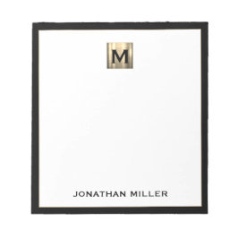 Personalisiertes Gold Monogramm Schwarz-weiß Notizblock