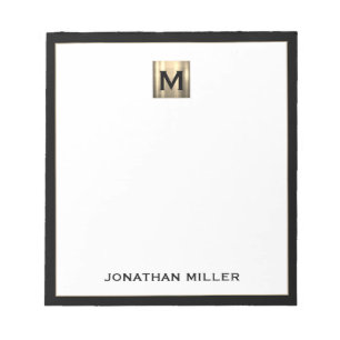 Personalisiertes Gold Monogramm Schwarz-weiß Notizblock