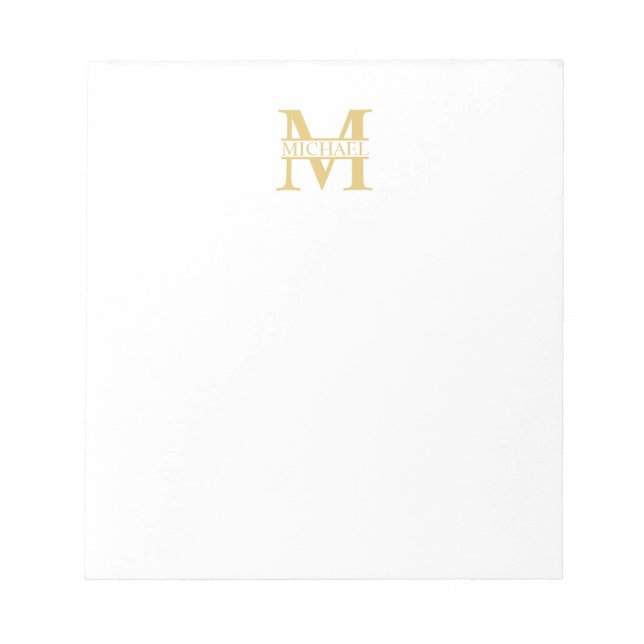 Personalisiertes Gold Monogramm und Name Notizblock (Vorderseite)